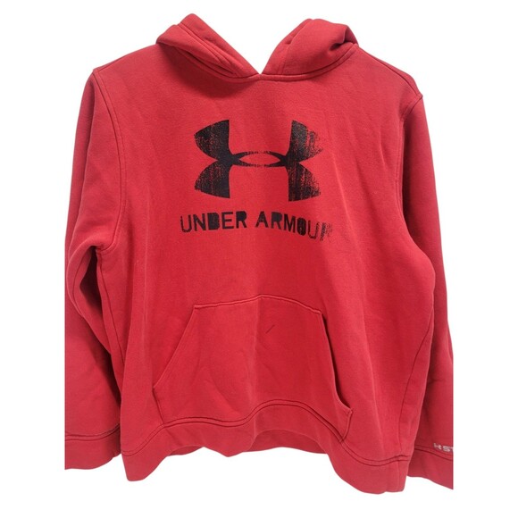 Under Armour Hoodie Sweater Youth Boys Large Red Loose Fit Flaws‎ - Picture 1 of 10